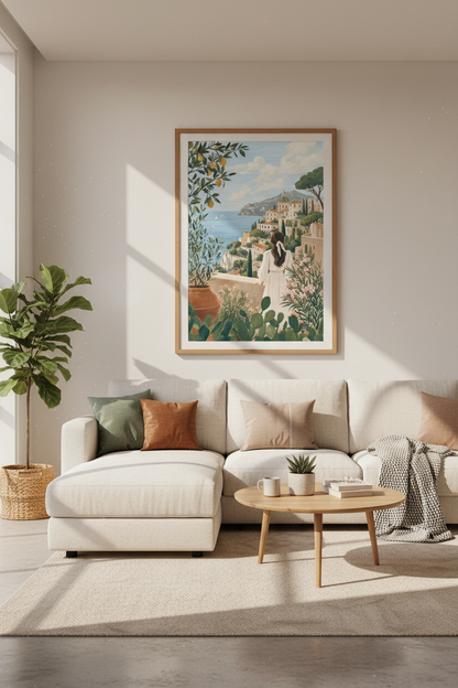 Amalfi Coast Italy Print | Mediterranean Coastal Landscape, Summer Home Decor