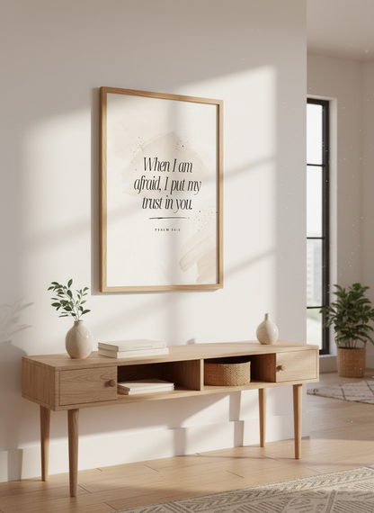 Psalm 56:3 Bible Verse Wall Art | Christian Home Decor | Scriptural Quote Poster