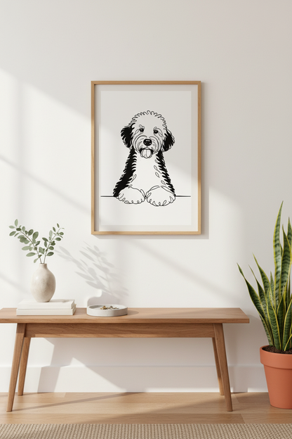 Minimalist Goldendoodle Wall Art Print | Pet Lover Decor | Modern Farmhouse Dog Poster | Line Art Puppy Drawing Gifts