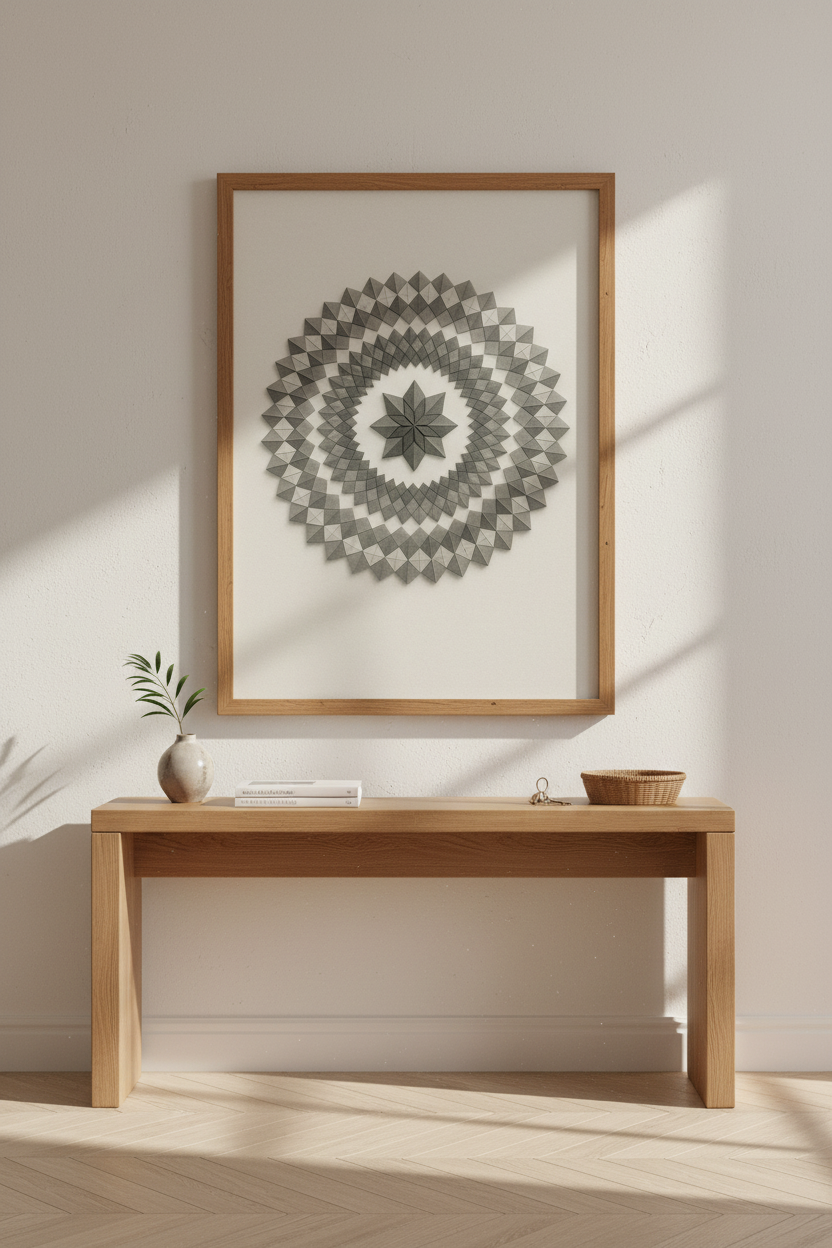 Abstract Geometric Wall Art Print | Minimalist Living Room Decor | Gray Mandala Poster | Modern Aesthetic Home Gift