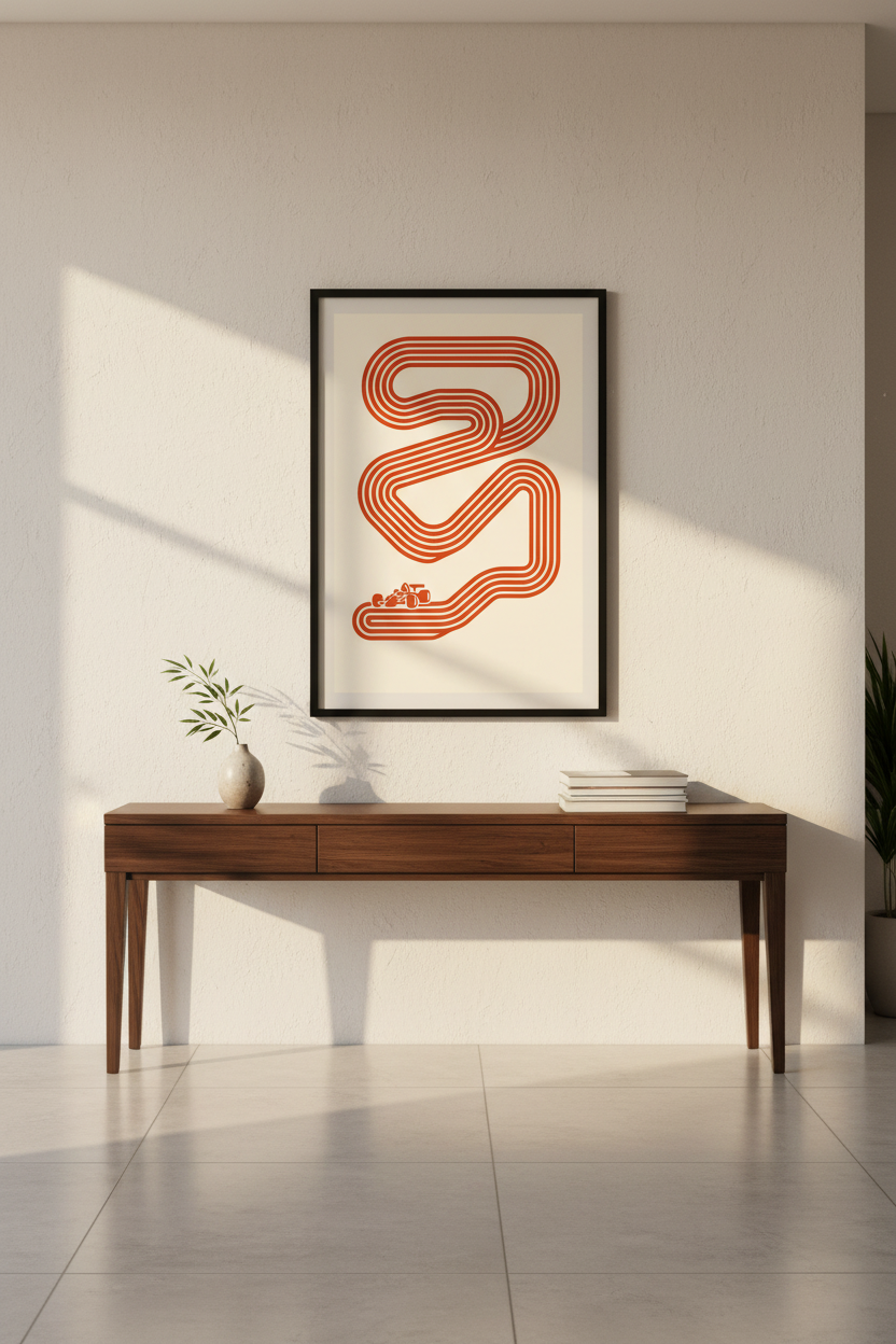 F1 Race Track Wall Art | Minimalist Formula 1 Poster Print | Motorsport Home Decor | Modern Racing Circuit Wall Hanging