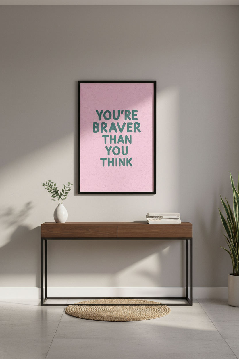 Inspirational Quote Wall Art Print | Motivational Pink &amp; Green Poster | Dorm Room Decor | Positive Affirmation Gift