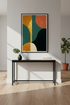Abstract Geometric Wall Art Print | Mid-Century Modern Living Room Decor | Retro Bauhaus Poster | Teal Orange Gold Black Art