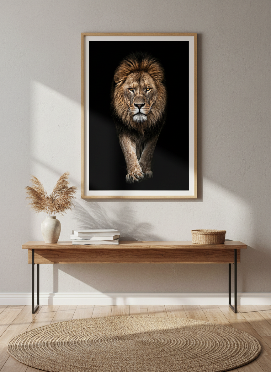 Lion Art Print | Modern Wild Animal Decor, Masculine Wall Art