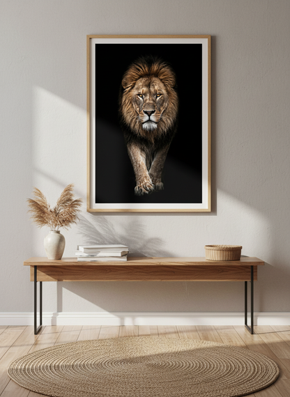 Lion Art Print | Modern Wild Animal Decor, Masculine Wall Art