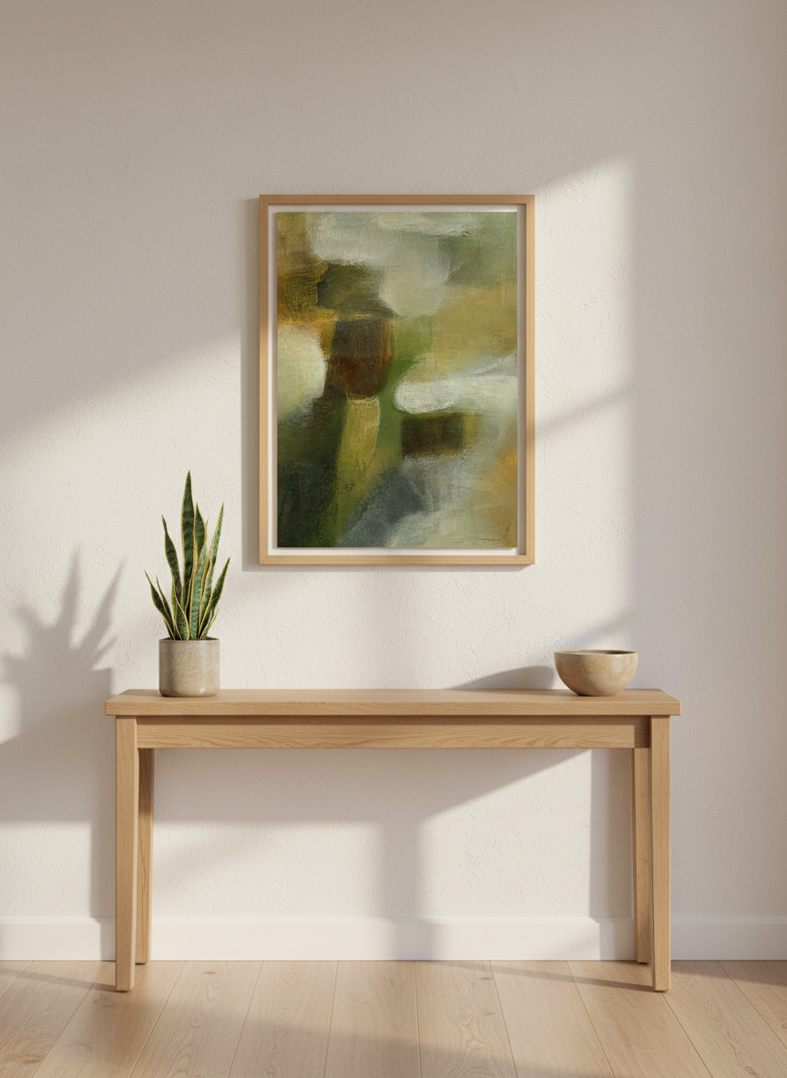 Abstract Impressionist Wall Art Print | Muted Earth Tones Home Decor | Farmhouse Aesthetic Framed Poster