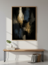 Abstract Impressionist Wall Art Print | Dark Moody Living Room Decor | Gold Blue Black Aesthetic Framed Poster