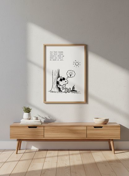 Joe Cool Snoopy Quote Art | Minimalist Black &amp; White Print | Office Decor