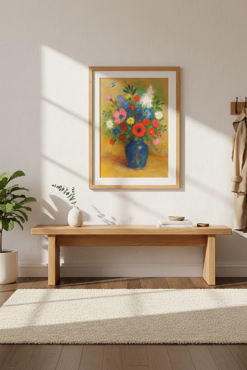 Vibrant Floral Still Life Framed Wall Art | Colorful Botanical Decor | Impressionist Flower Vase Poster