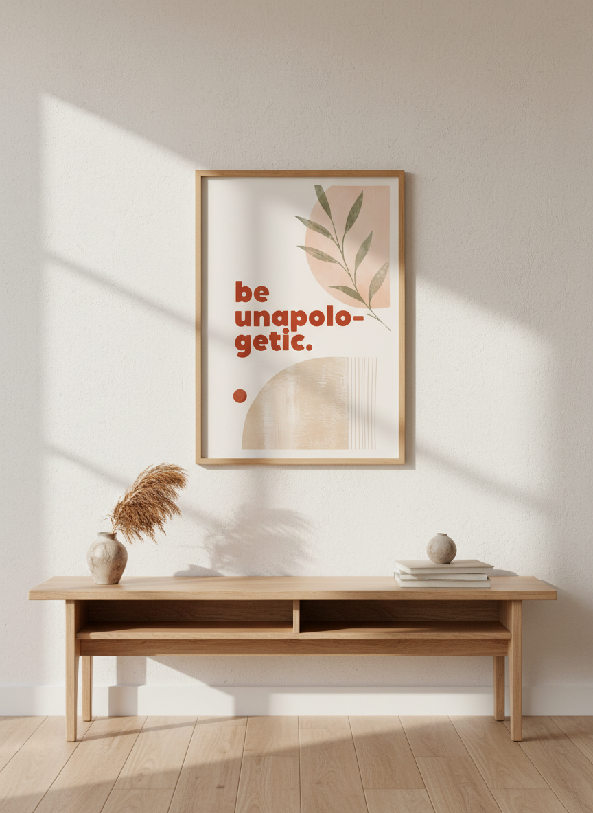 Be Unapologetic Wall Art | Boho Quote Print, Aesthetic Dorm Decor, Empowering Gift