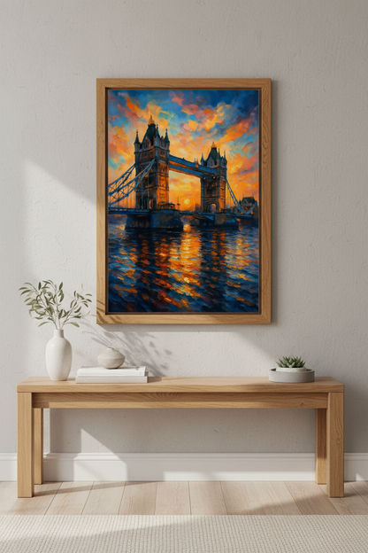 Impressionist London Tower Bridge Wall Art Print | Living Room Decor | Vibrant Sunset Cityscape Poster | UK Travel Gift