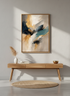 Abstract Gold Wall Art Print | Modern Living Room Decor | Teal Gold Aesthetic Framed Poster | Ready to Hang Art