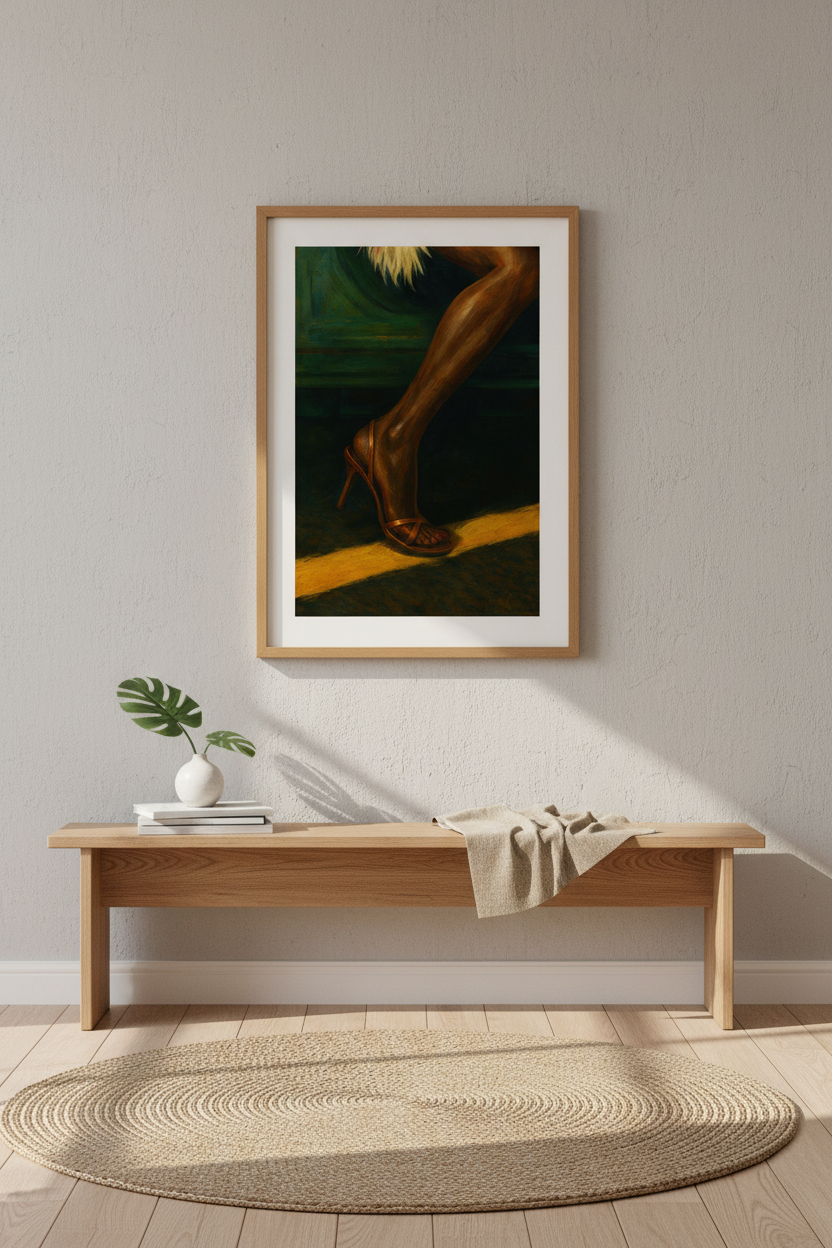Dramatic Realism High Heel Foot Art Print | Bedroom Wall Decor | Dark Academia Aesthetic Framed Poster