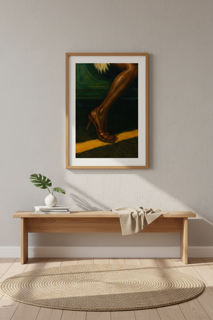 Dramatic Realism High Heel Foot Art Print | Bedroom Wall Decor | Dark Academia Aesthetic Framed Poster