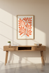 Abstract Coral Botanical Framed Art Print | Boho Living Room Decor | Mid-Century Modern Wall Art | Ready to Hang Poster