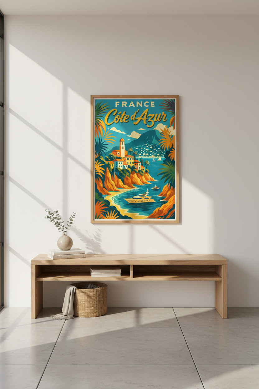 Vintage French Riviera Travel Poster | Cote d&