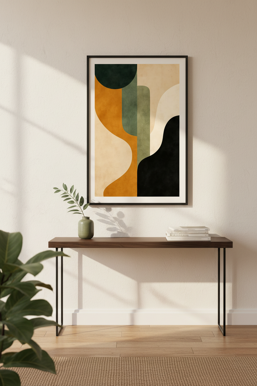 Abstract Geometric Wall Art Print | Mid Century Modern Decor | Boho Scandinavian Poster | Earth Tone Textured Art
