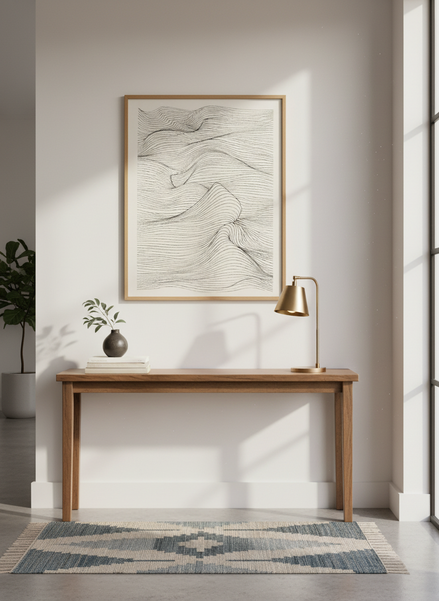 Abstract Topography Wall Art Print | Modern Living Room Decor | Minimalist Framed Poster | Ready to Hang Line Art
