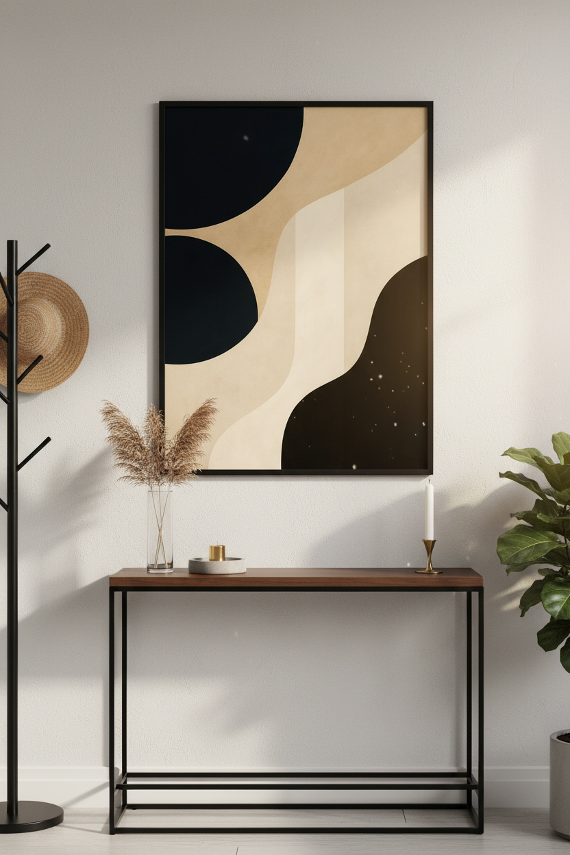 Abstract Waves Wall Art Print | Mid Century Modern Decor | Minimalist Poster | Neutral Geometric Art | Living Room Art