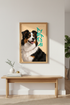 Minimalist Dog Wall Art Print | Mid-Century Modern Home Decor | Bernese Mountain Dog Framed Poster