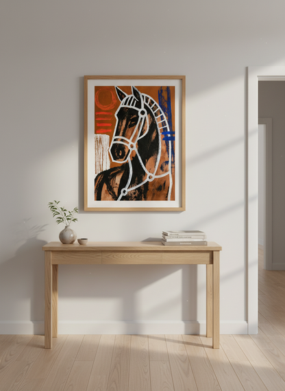Abstract Horse Wall Art Print | Boho Chic Room Decor | Framed Equestrian Poster | Ready to Hang Art