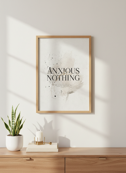 Anxious For Nothing Christian Wall Art Print | Christian Home Decor | Bible Verse
