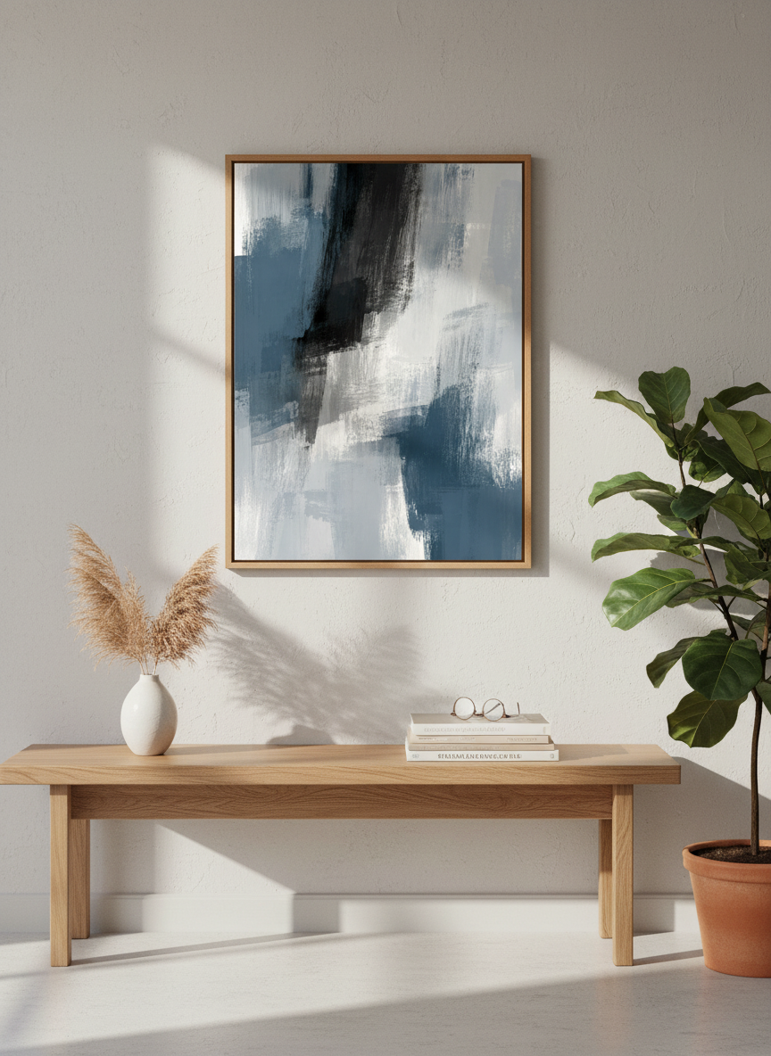 Abstract Expressionist Brushstrokes Framed Art | Modern Living Room Decor | Neutral Aesthetic Wall Art Print