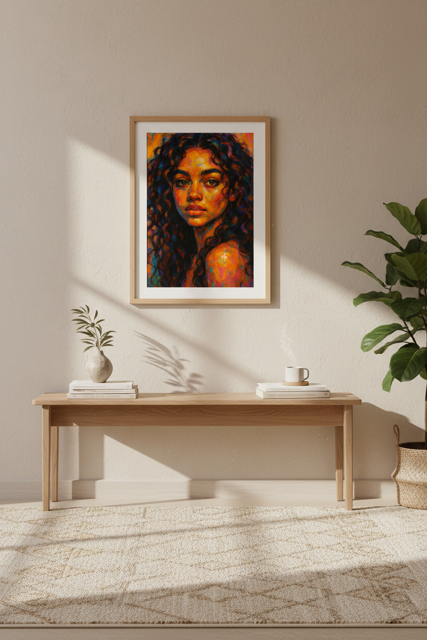 Impressionist Portrait Wall Art Print | Modern Abstract Female Art | Bold Colorful Room Decor | Gallery Wall Poster | Gift for Her