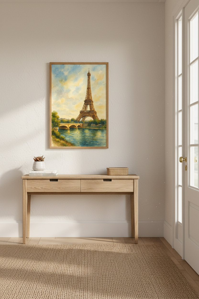 Watercolor Paris Eiffel Tower Wall Art Print | Living Room Decor | European Landscape Poster | Travel Art Bedroom Boho