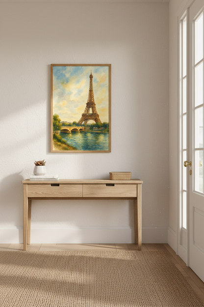 Watercolor Paris Eiffel Tower Wall Art Print | Living Room Decor | European Landscape Poster | Travel Art Bedroom Boho