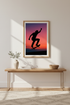 Aesthetic Skater Silhouette Wall Art Print | Teen Room Decor | Vibrant Sunset Framed Poster | Skateboarder Decor