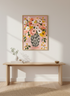 Abstract Floral Vase Art Print | Pink Blush Boho Flower Decor | Botanical Wall Art