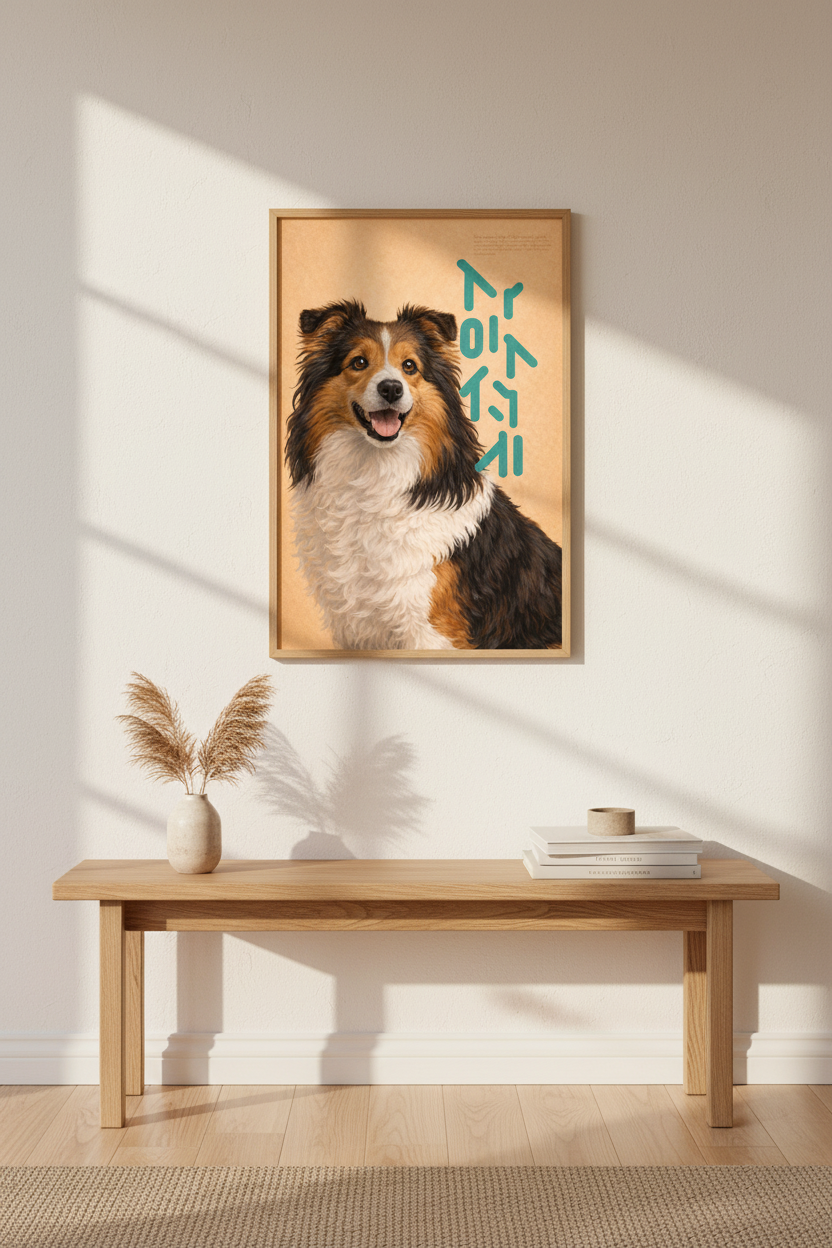 Charming Sheltie Dog Framed Wall Art Print | Pet Lover Decor | Modern Dog Portrait Poster | Ready to Hang Pet Art