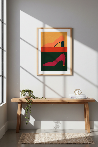 Minimalist High Heels Framed Wall Art | Retro Fashion Art Print | Living Room Decor | Mid Century Modern Poster Gift