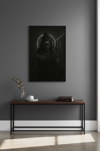 Minimalist Shiva Wall Art Print | Spiritual Home Decor | Dark Aesthetic Poster | Hindu God Digital Download | Unframed Framed Art