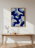 Abstract Blue Wave Wall Art Print | Minimalist Decor | Boho Wavy Lines Poster