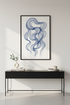 Abstract Swirl Wall Art Print | Modern Blue Line Art Decor | Aesthetic Living Room Poster | Minimalist Wavy Artwork