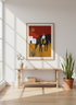 Southwestern Folk Art Framed Print | Cowboy & Horse Wall Art | Rustic Desert Decor | Ready to Hang Mid Century Poster