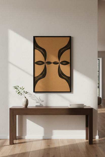 Abstract Geometric Wall Art Print | Mid Century Modern Dark Orange &amp; Black Design | Contemporary Home Decor Poster