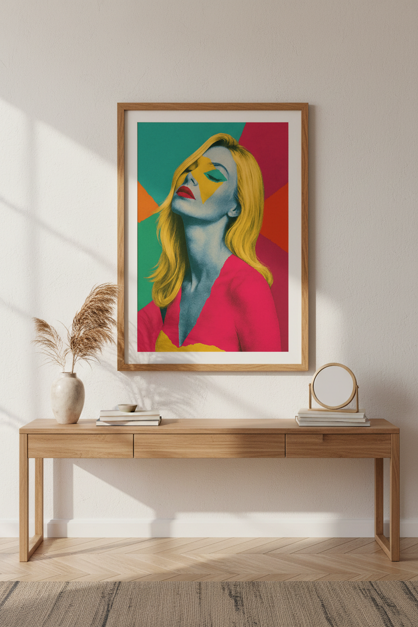 Pop Art Woman Framed Wall Art | Retro Bedroom Decor | Vibrant Aesthetic Poster | Ready to Hang Art Print