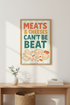 Retro Foodie Kitchen Wall Art | Meats & Cheeses Kitchen Decor | Cozy Dining Room Poster | Charcuterie Digital Print Gift