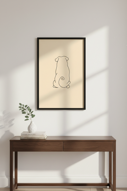 Minimalist Pug Line Art Print, One Line Dog Wall Art, Modern Pet Poster, Cute Animal Home Decor, Abstract Pug Wall Hanging, Dog Lover Gift