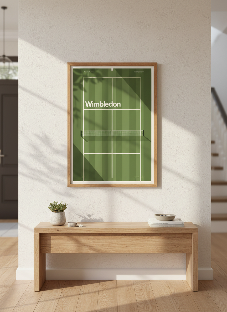 Wimbledon Tennis Court Art | Lawn Green Sports Poster | Minimalist Tennis Decor