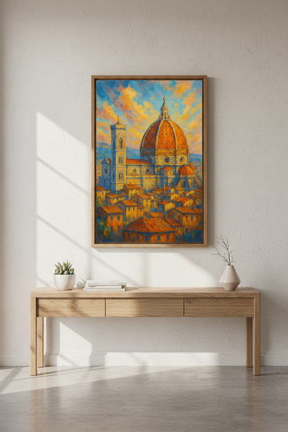 Impressionist Florence Duomo Wall Art Print | Living Room Decor | Tuscan Cityscape Poster | Italian Travel Home Decor