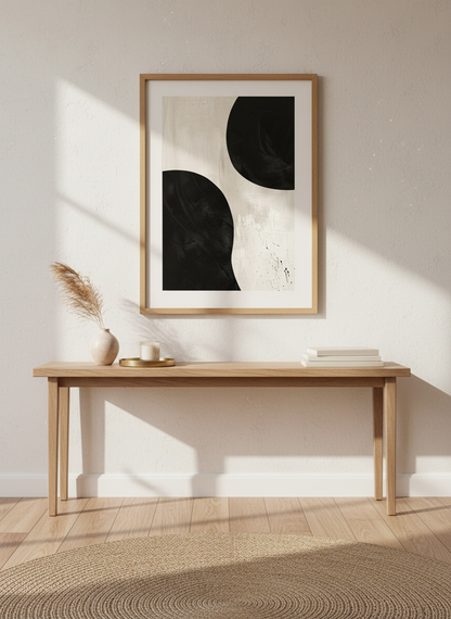 Abstract Black Beige Wall Art | Minimalist Neutral Poster Print | Modern Home Decor