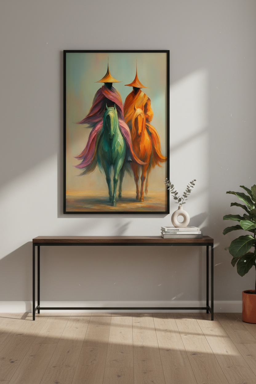 Abstract Equestrian Wall Art Print | Abstract Horse Painting | Colorful Fantasy Horse Poster | Bold Equine Decor Digital Download