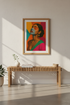 Abstract Woman Portrait Framed Wall Art Print | Boho Bedroom Decor | Maximalist Aesthetic Poster | Ready to Hang Ethnic Art