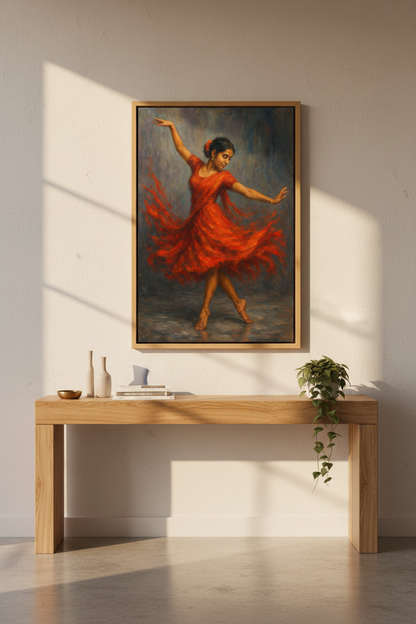 Impressionist Indian Dancer Wall Art Print Elegant | Living Room Decor | Cultural Aesthetic Poster
