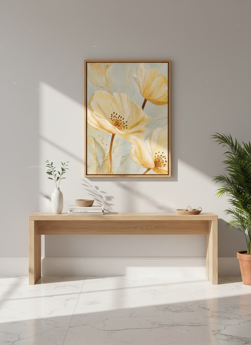 Abstract Gold Floral Art Print | Modern Botanical Wall Decor | Elegant Flower Poster