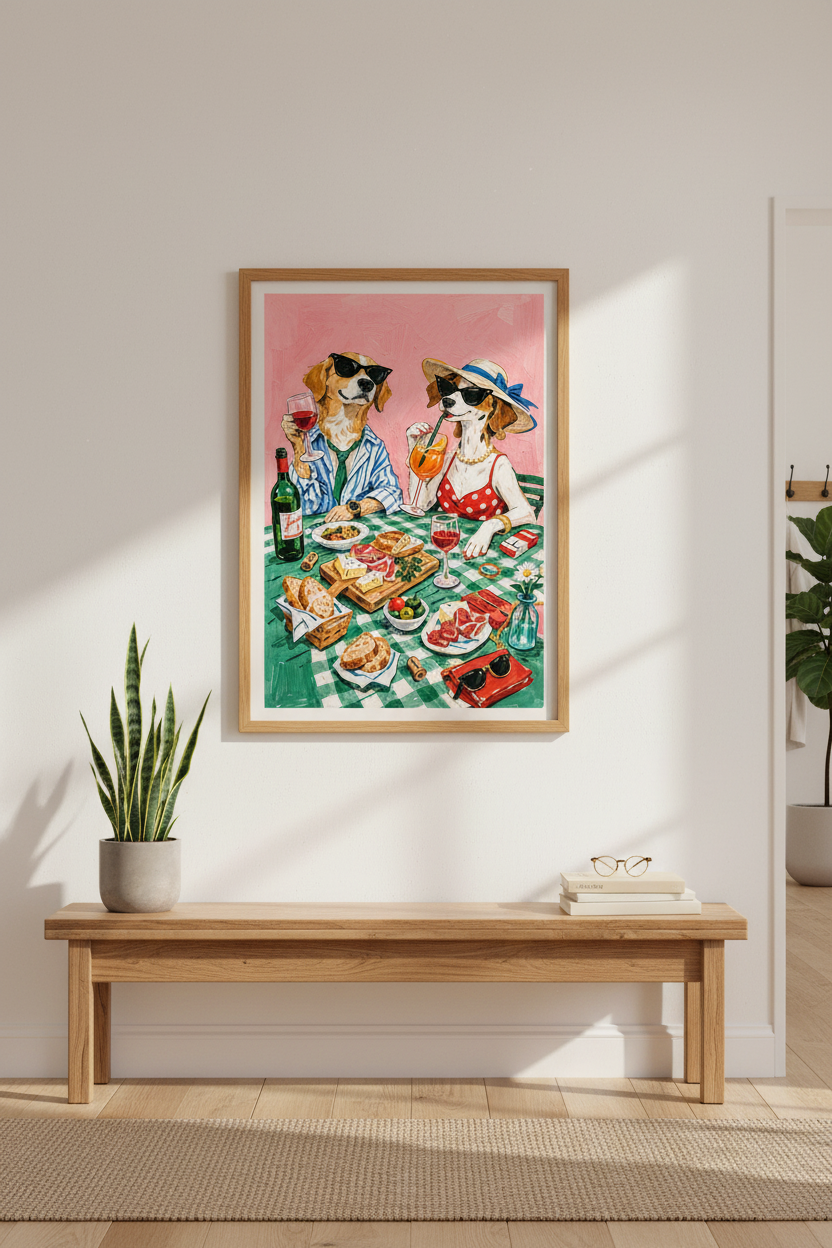 Eclectic Vibrant Dogs Wall Art Print | Dining Room Decor | Funky Chic Poster
